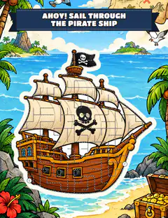 Pirate ship, an illustrated picture page
