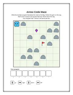 Arrow cards 7 × 7, 1 gem, hard, an arrow code worksheet